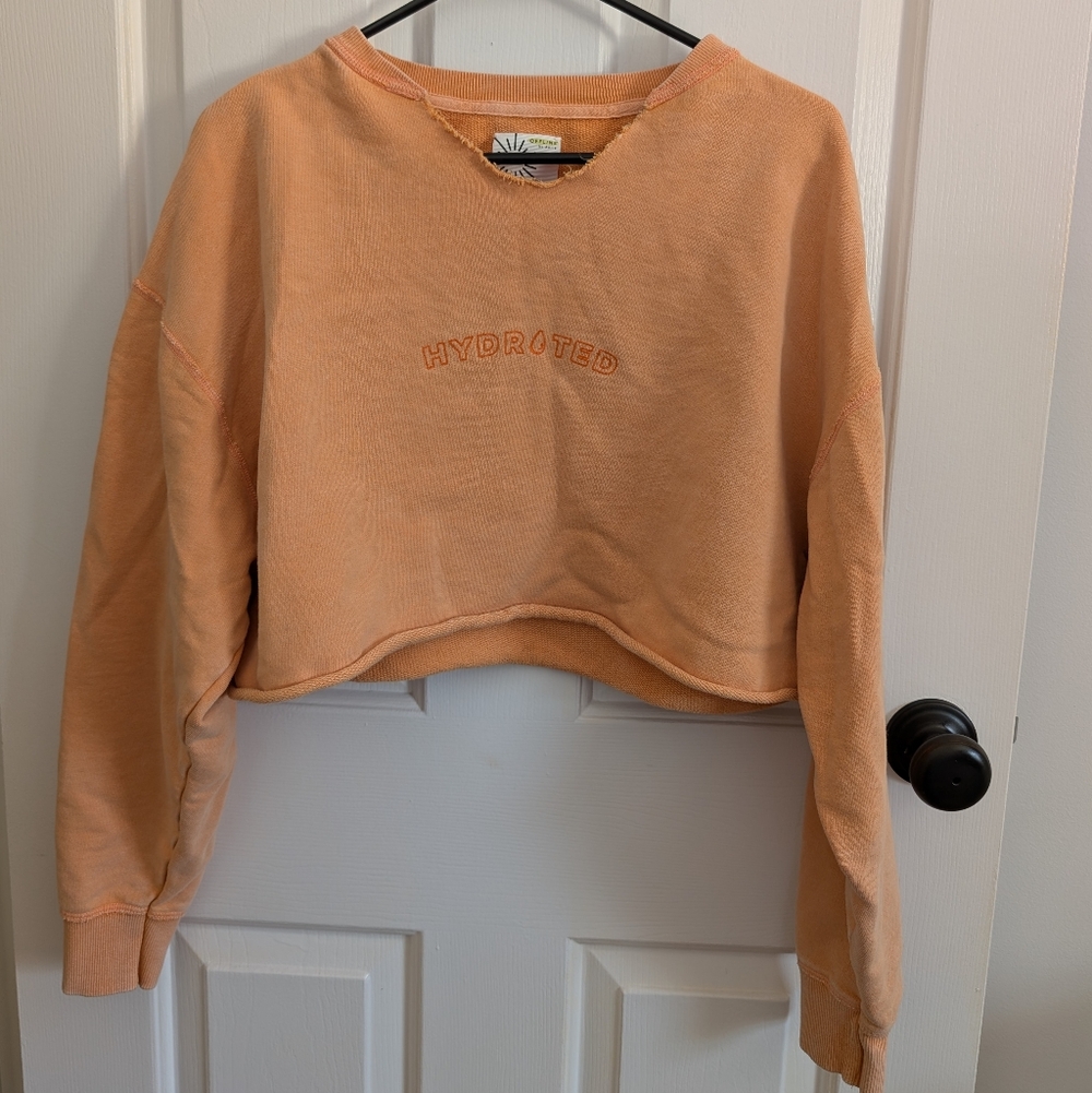 Aerie Women's Cropped Orange Sweatshirt Medium